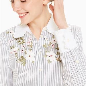Kate Spade embroidered strip ruffle top
